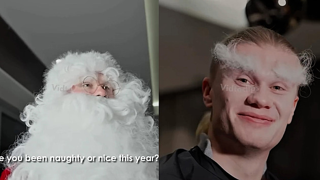 Haaland převlečený za Santu rozdával radost. Nerozhodil ho ani fanoušek United